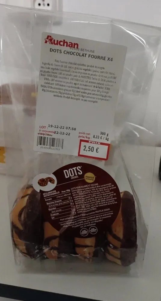 Dots chocolat fourre x4