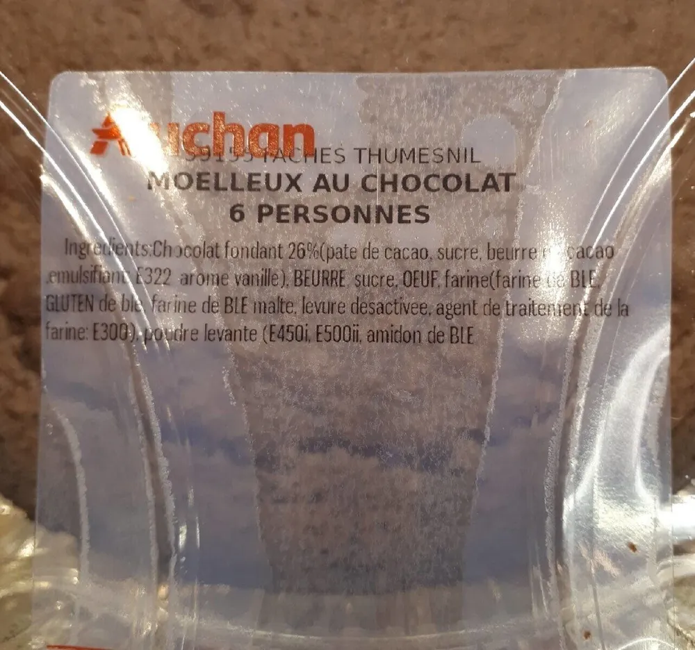 Moelleux au chocolat  6 personnes