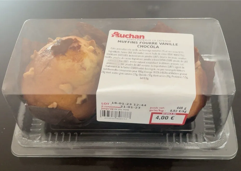Muffins fourré vanille chocolat