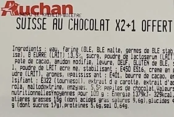 Suisse au chocolat X2+1 offert
