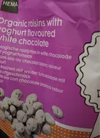 Organic raisins with yoghurt flavoured white chocokate