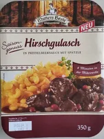 Hirschgulasch in Preiselbeersauce mit Spätzle