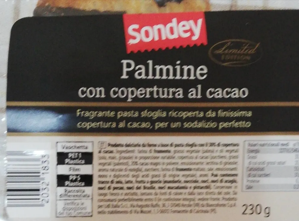 Palmine con copertura al cacao