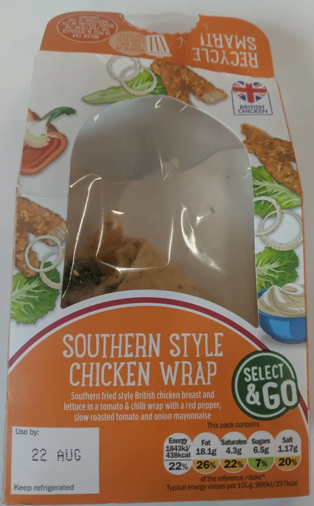 Southern style chicken wrap