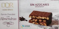 Turrón de chocolate con almendras sin azúcares