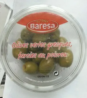 Olives vertes grecques farcies au poivron