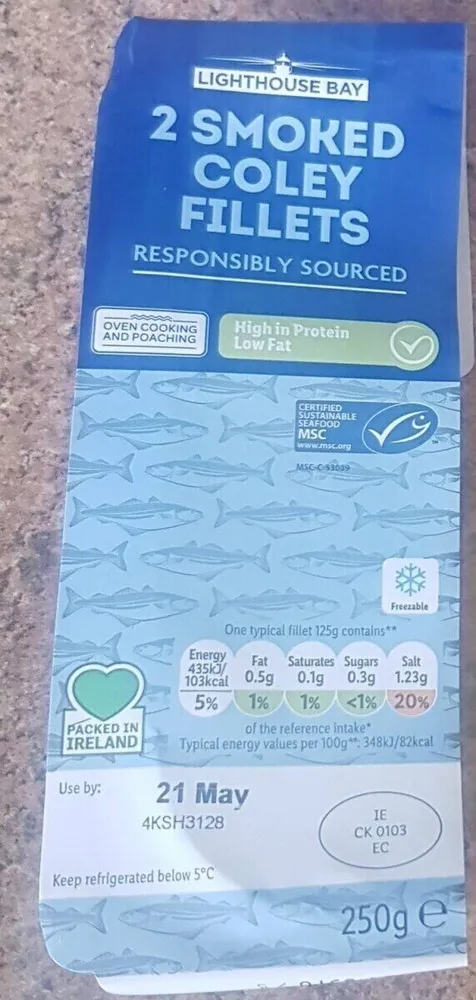 Smoked coley fillets