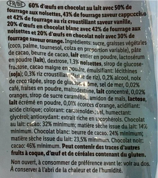Oeufs de pacques lait noir blanc