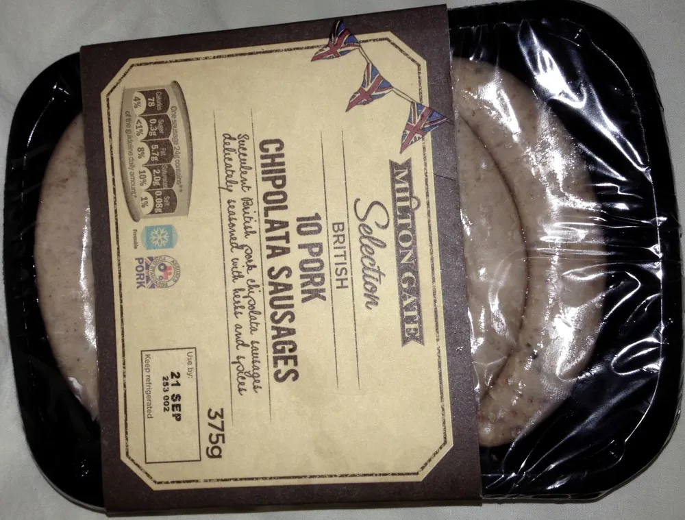 10 pork chipolata sausages