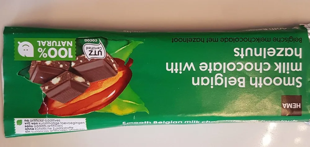 Smooth Belgian milk chocolate with hazelnuts
