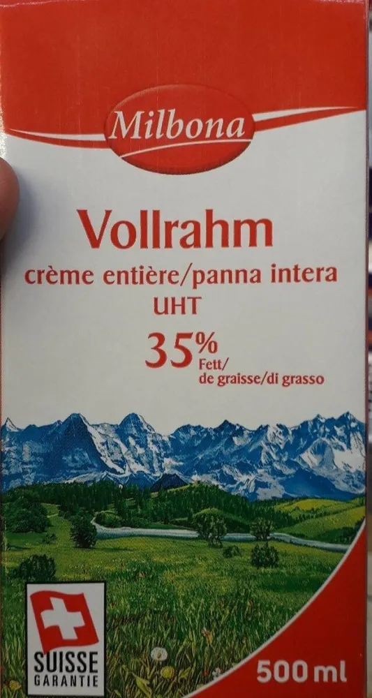 Vollrahm crème entière/panna intera UHT 35%