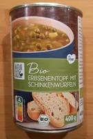 Bio Erbseneintopf mit Schinkenwürfeln