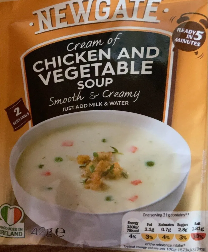 Cream of chicken  and vegetable  soup