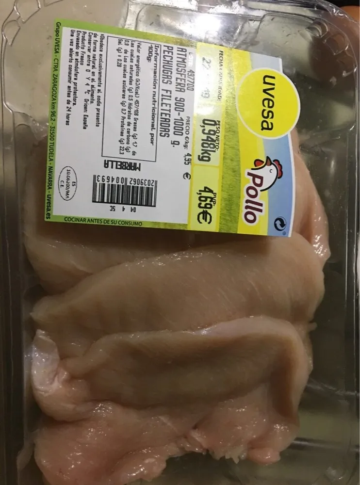 Pechugas pollo fileteadas