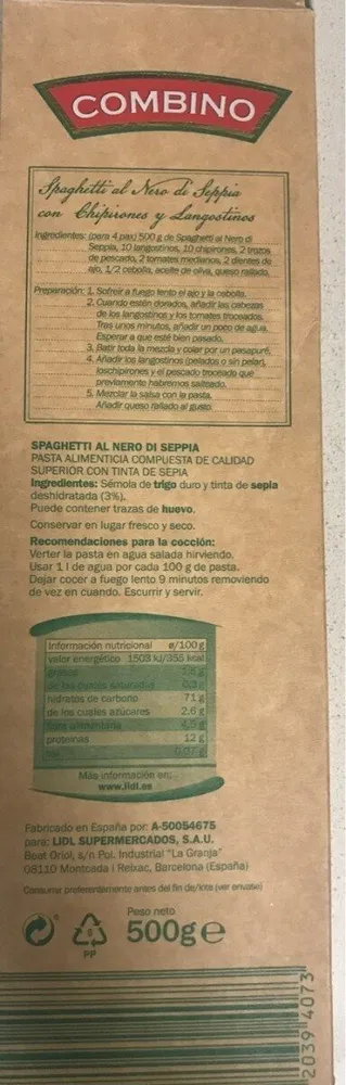 Spaguetti al nero di Sepia