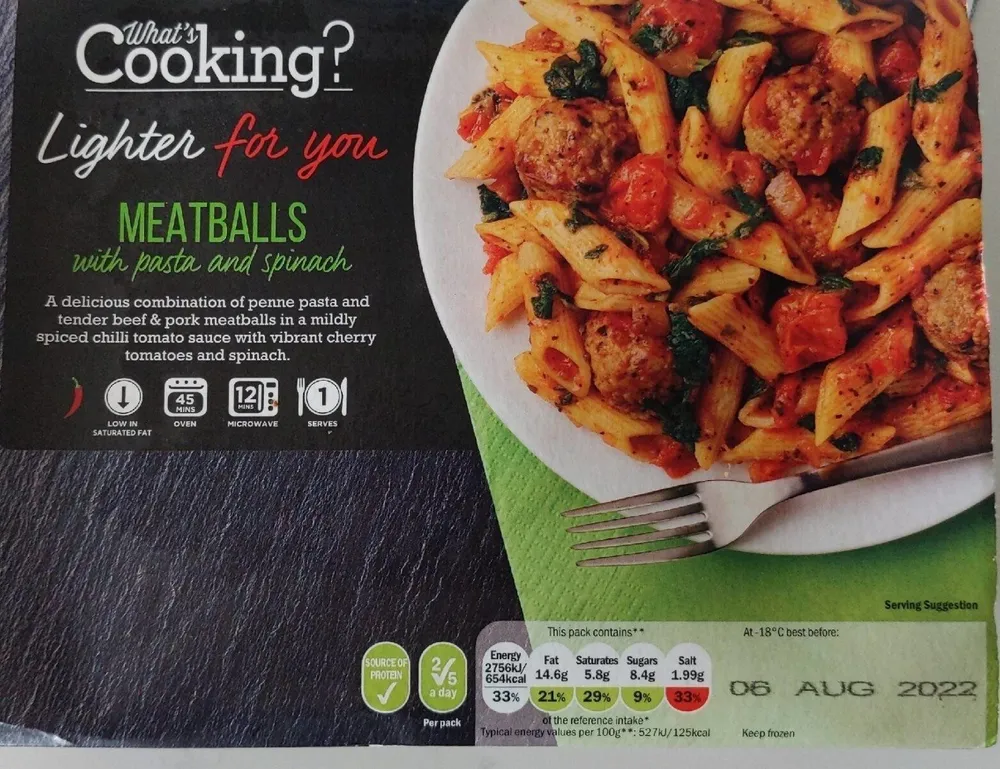 Meatballs with Pasta and Spinach