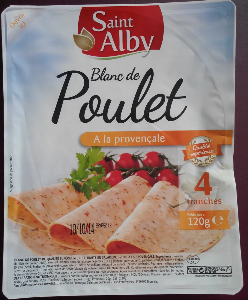 Blanc de Poulet, A la provençale (4 tranches)