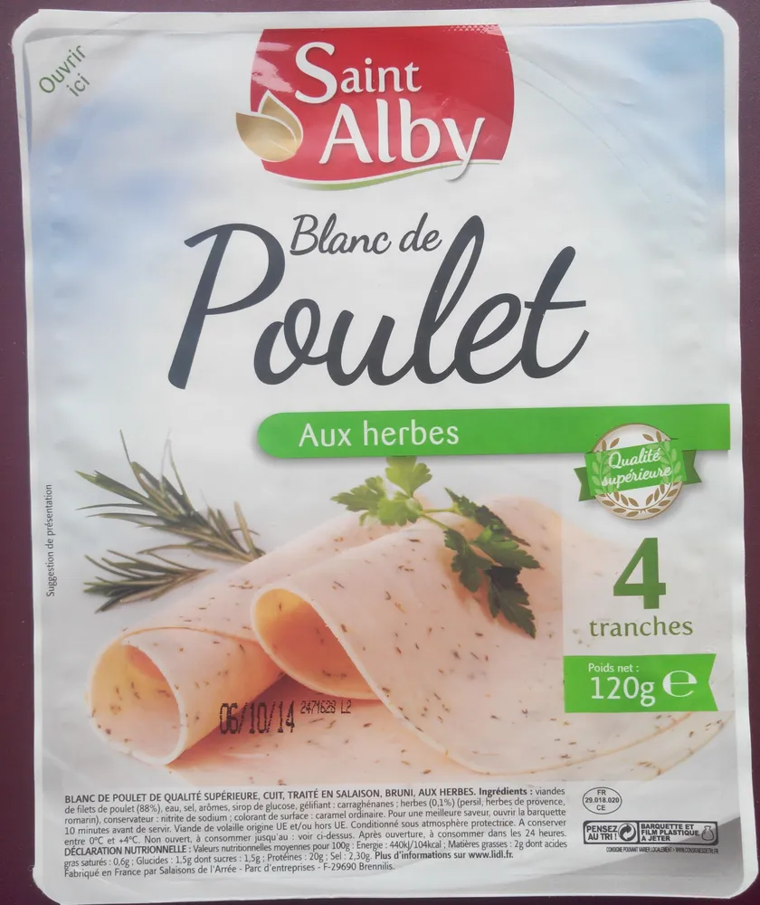 Blanc de Poulet, Aux herbes (4 tranches)