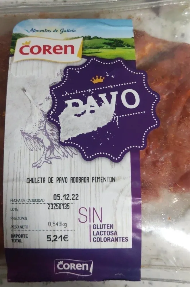 Chuleta de pavo adobada pimenton