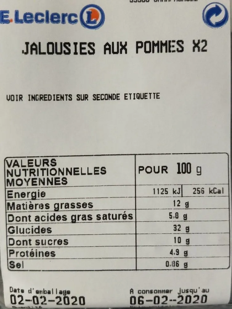 Jalousies aux pommes