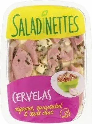Cervelas, oignons, emmental & oeufs durs