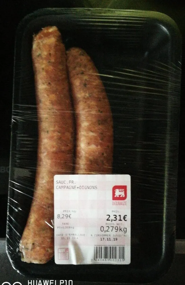 Saucisse campagne + oignons