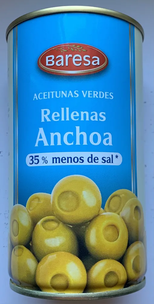 Aceitunas manzanilla rellenas de anchoa