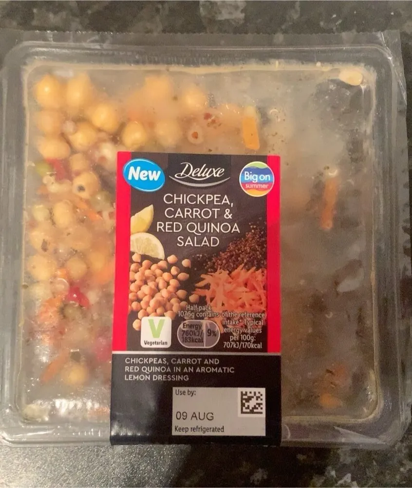Chickpea carrot and red quinoa salad