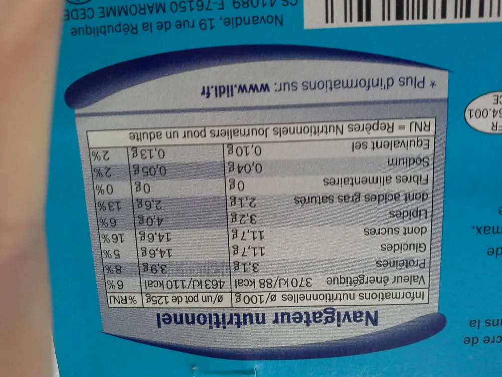 Yaourt nature sucré