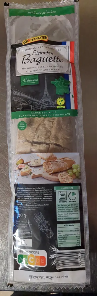 Original französisches Steinofen Baguette mit Körnern