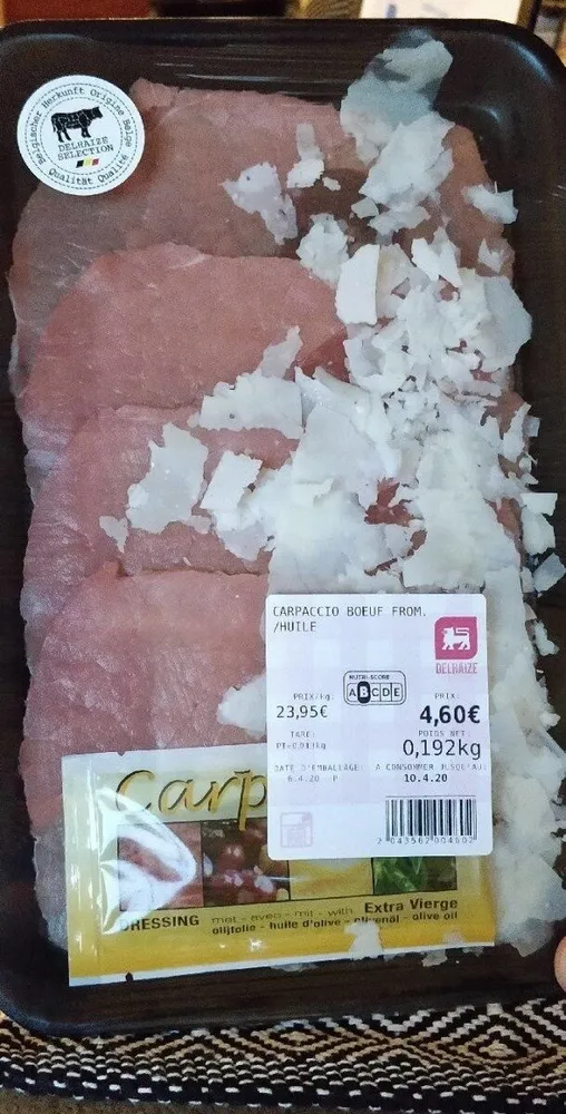 Carpaccio boeuf fromage huile