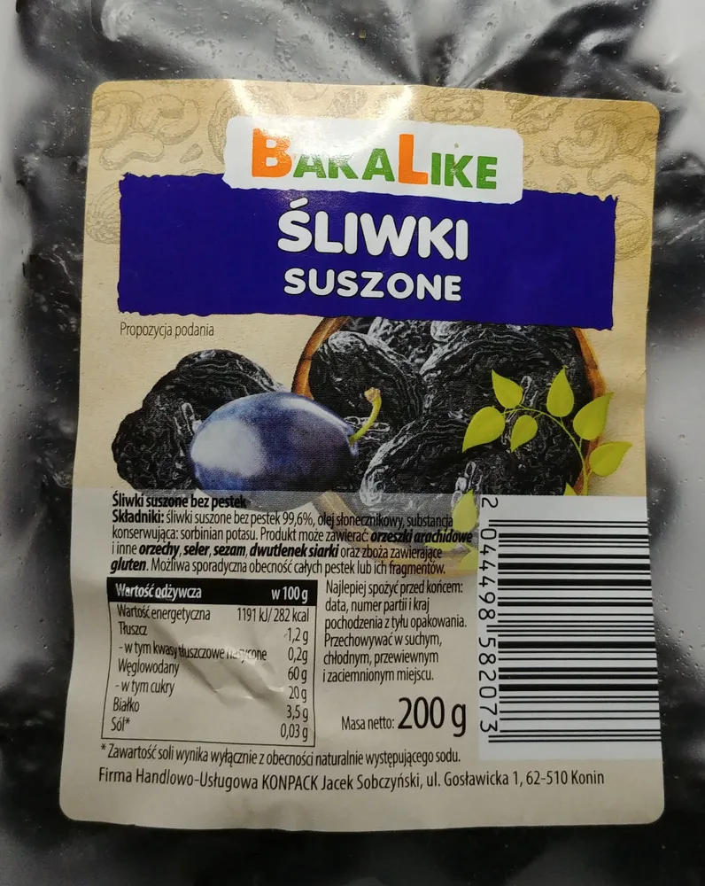 Śliwki suszone bez pestek