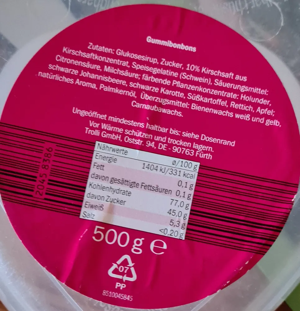 Bonbons gélifiés à la cerise