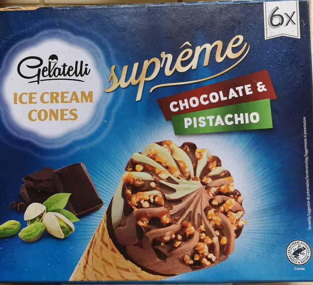cônes pistache et chocolat