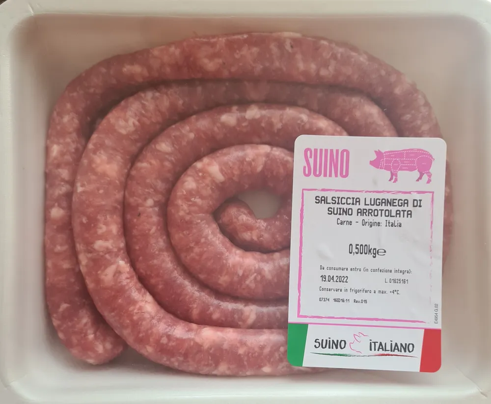 Salsiccia luganega di suino arrotolata