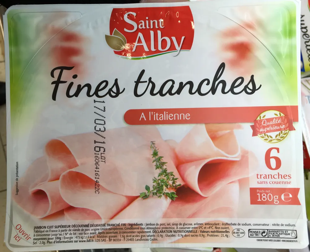Jambon fines tranches à l'italienne