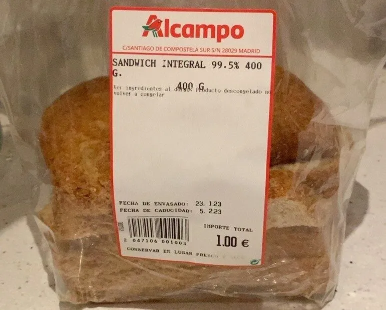 Pan de molde 99,5% integral de trigo