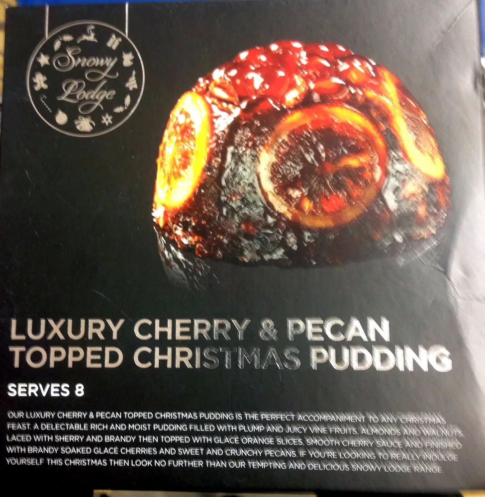 Luxury cherry & pecan topped christmas pudding