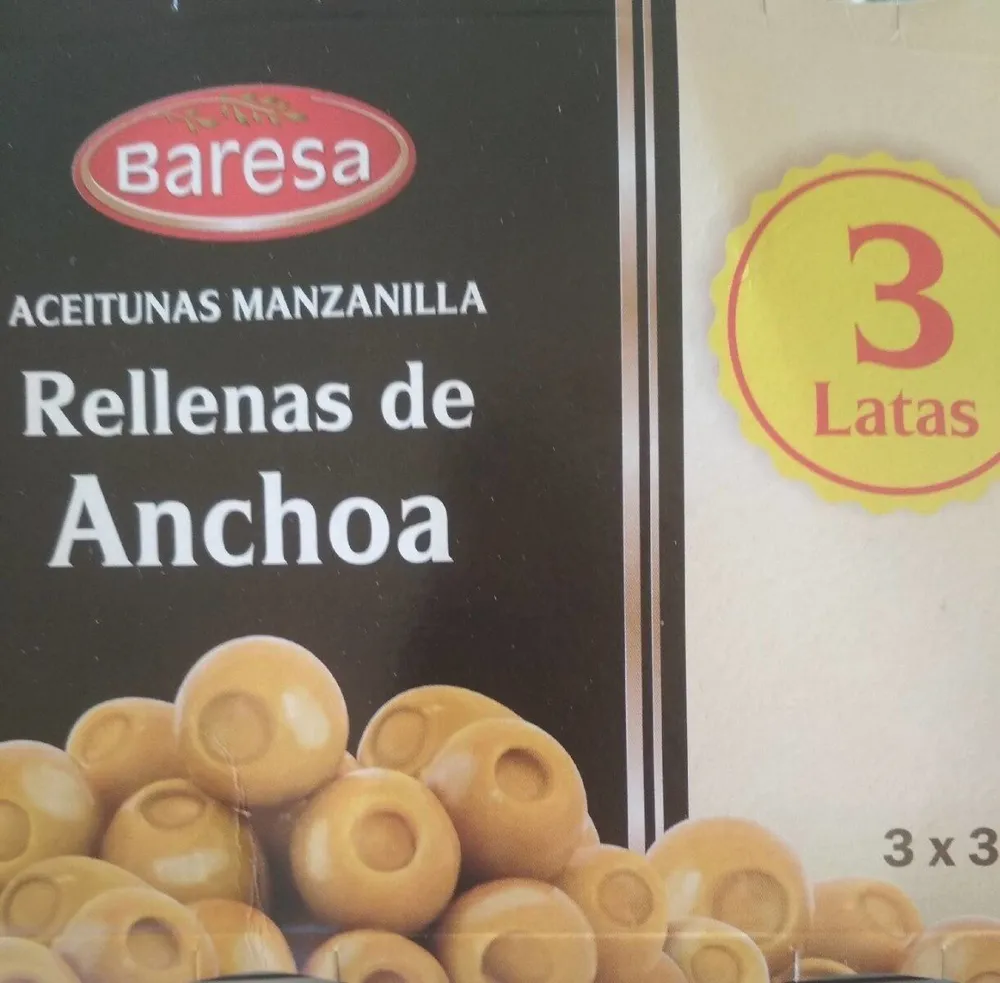 Aceitunas manzanilla rellenas de anchoa