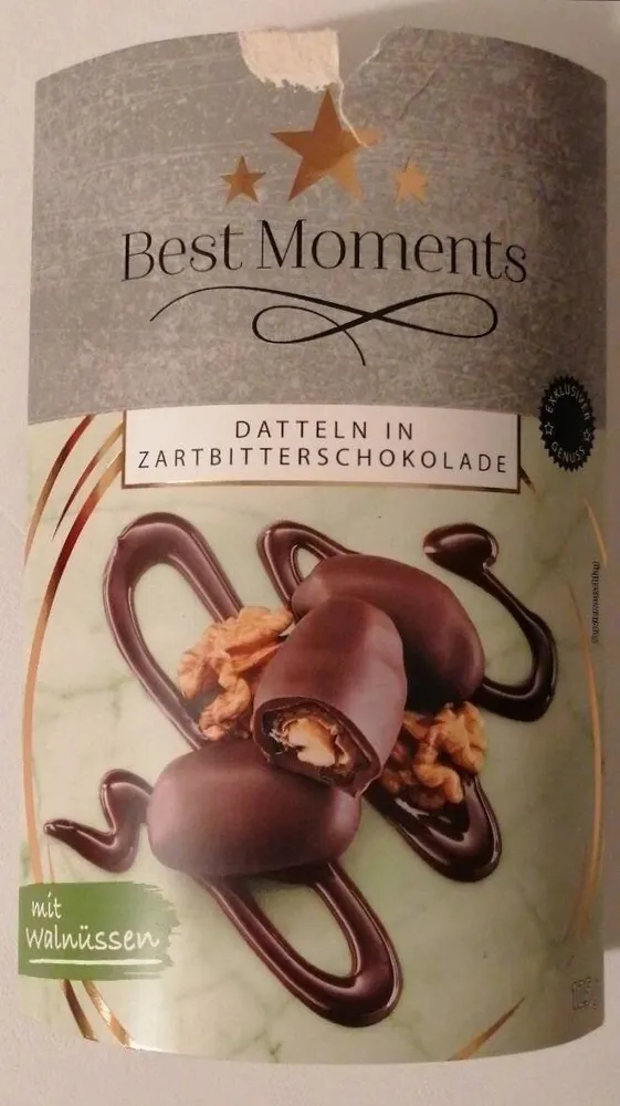 Datteln in Zartbitterschokolade mit Walnüssen