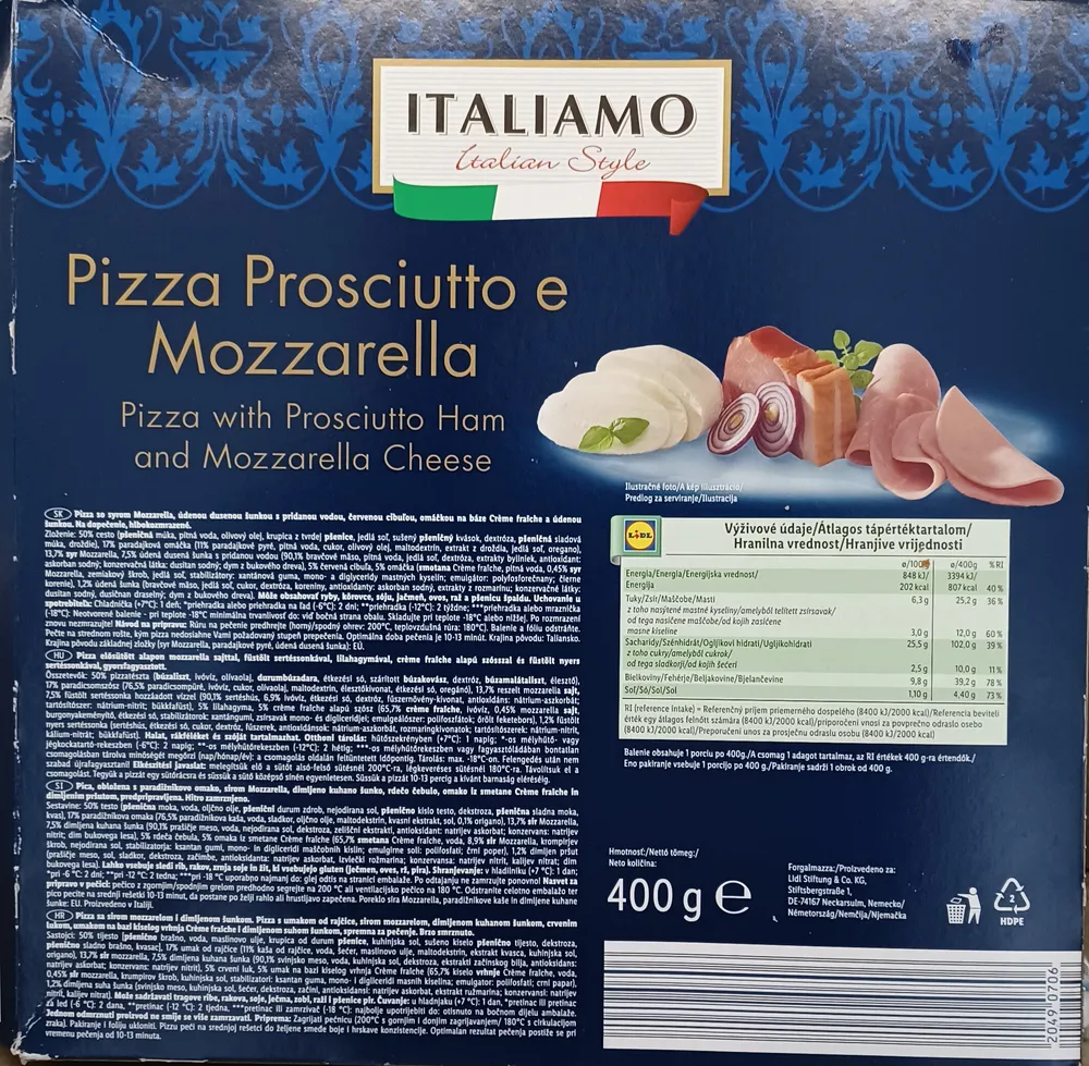 Pizza Prosciutto e Mozzarella