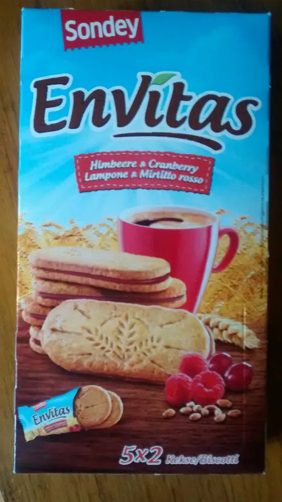 Envitas - Biscuits aux céréales avec fourrages aux framboises et aux airelles
