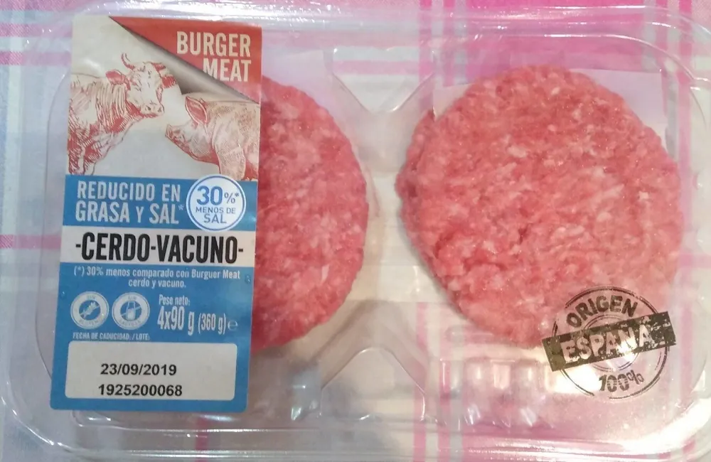 Burger meat cerdo y vacuno reducido en grasas y sal