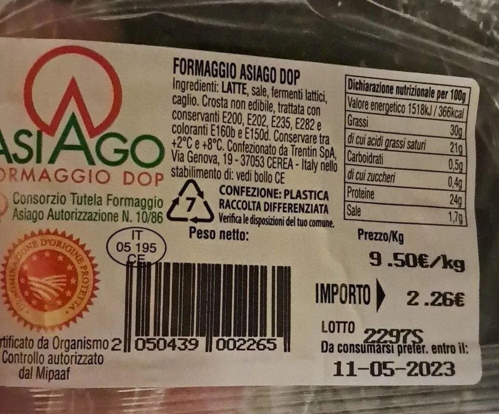 Asiago dop