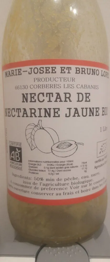 Nectar de nectarine jaune bio