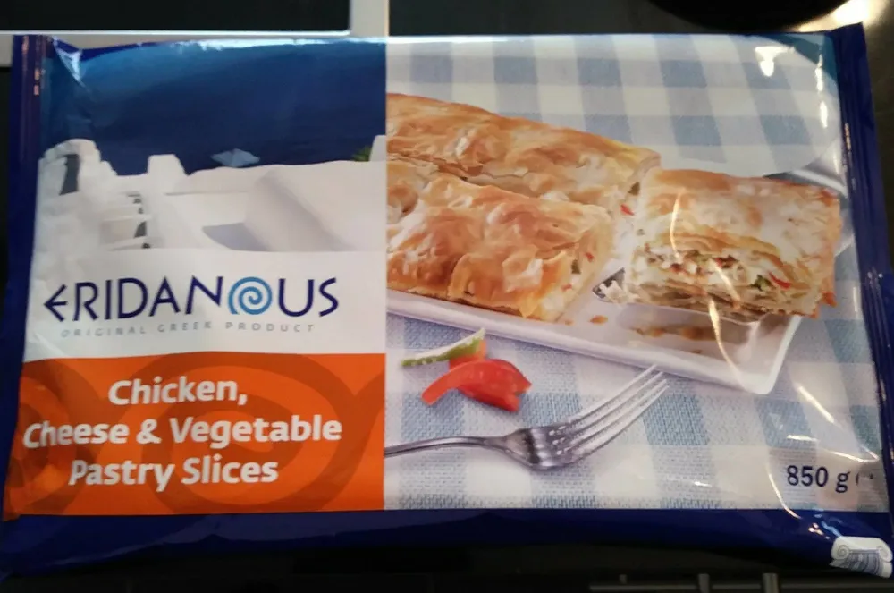 Chicken cheese and vegetable pastry slices