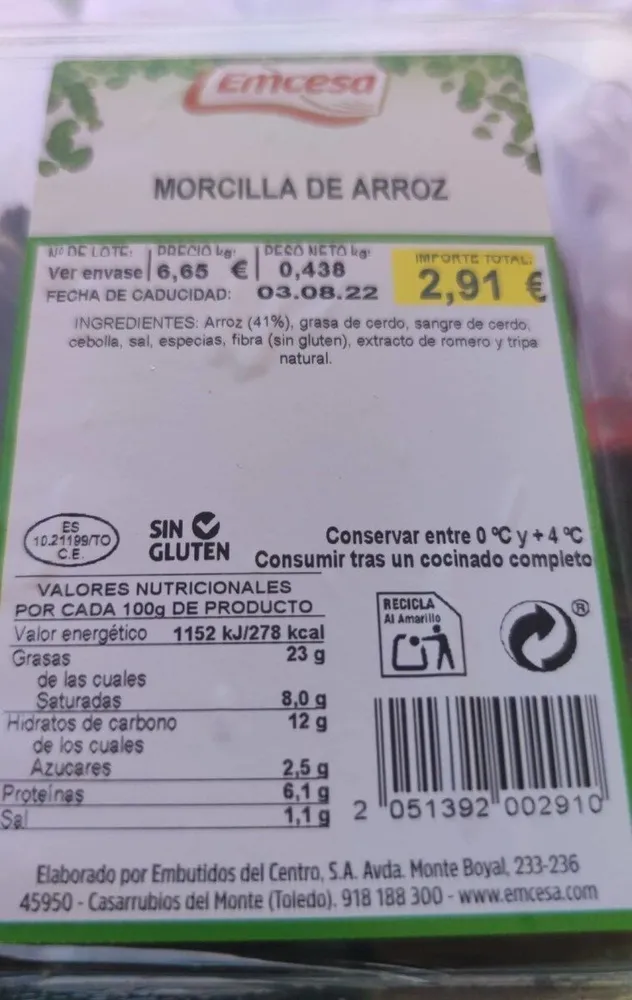 Morcilla de arroz