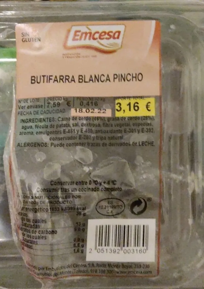 Butifarra blanca pincho
