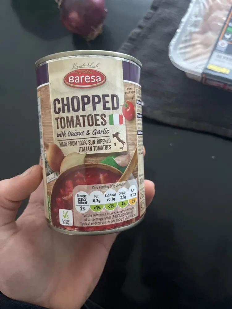 Chopped Tomatoes with Onions & Garlic