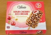 Sour cherry ice cream with chopped nuts